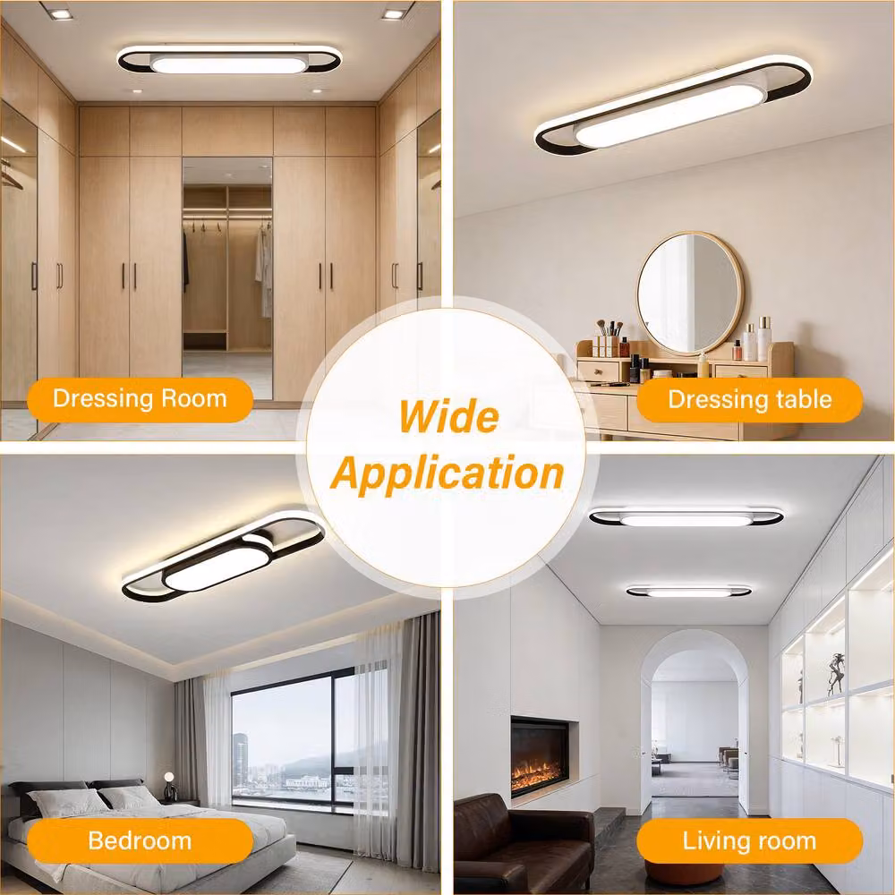 INMTFEI Modern Black Oval LED Ceiling Light, Dimmable and Adjustable Flush Mount Lamp – 5