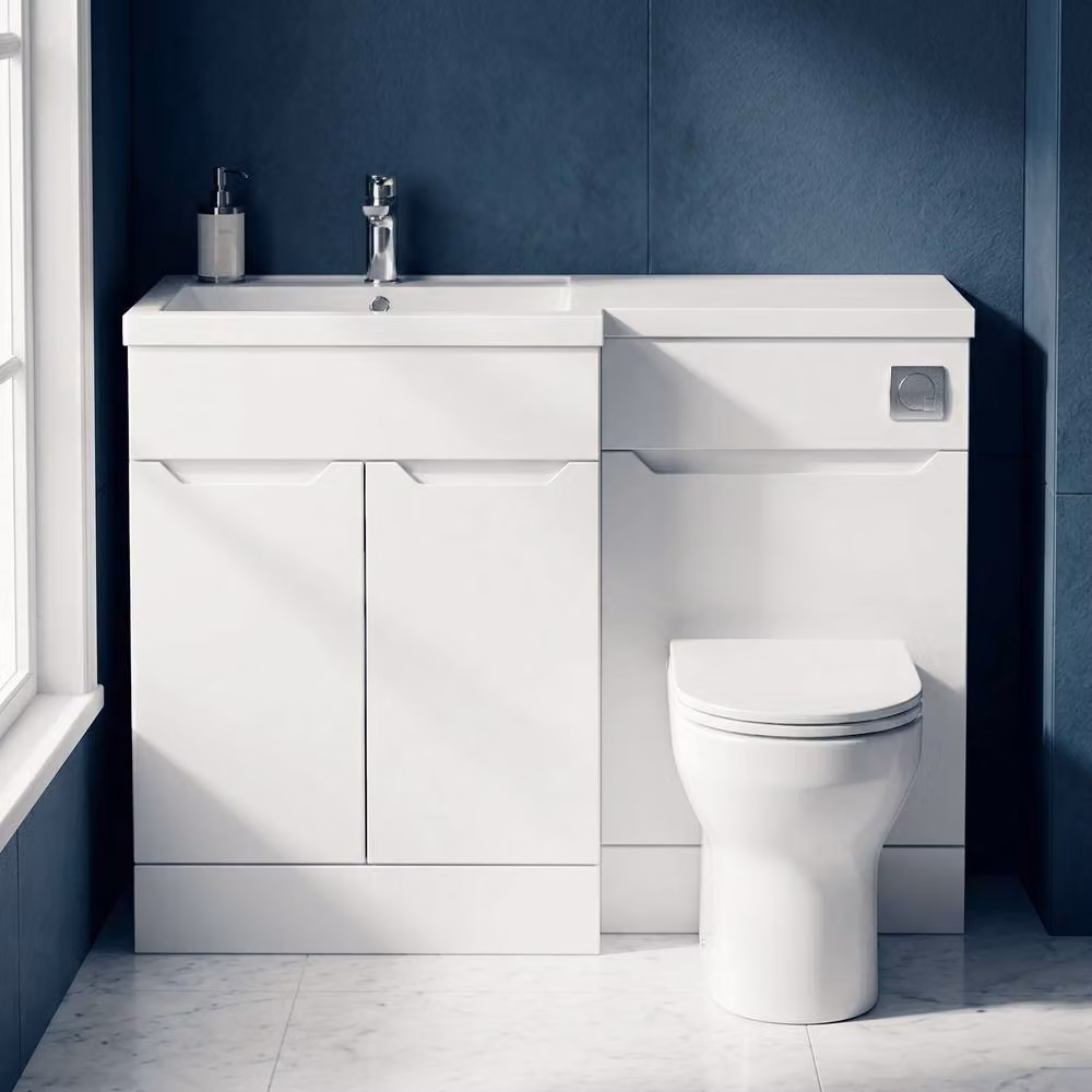Balterley Teddesley Compact 2 Door Vanity Basin and WC Unit, Matt White, W: 110 cm – 2