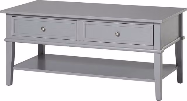 Franklin rectangular coffee table with 2 drawers in grey and black