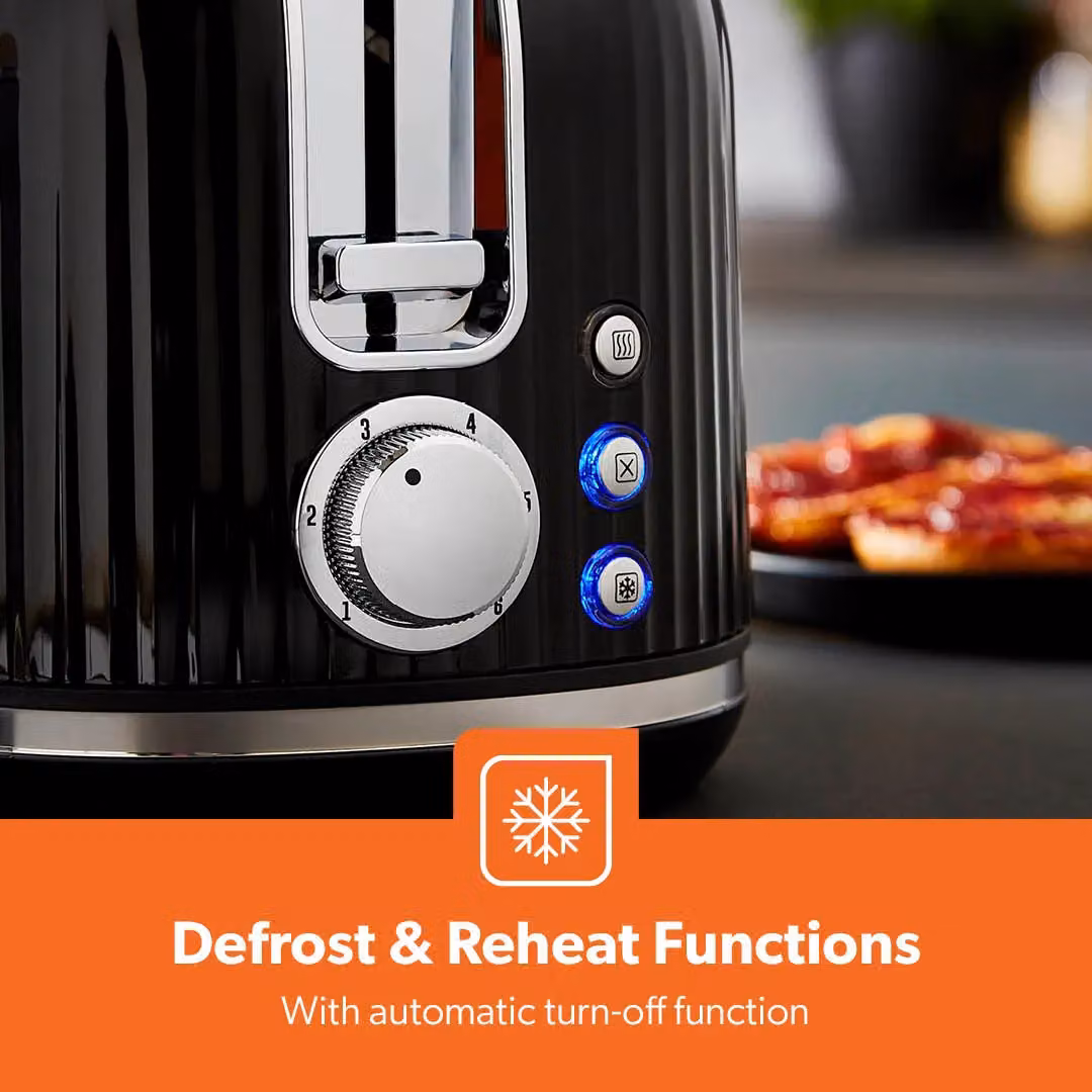 Geepas Fluted Collection 1000W 2 Slice Toaster in Black – 4