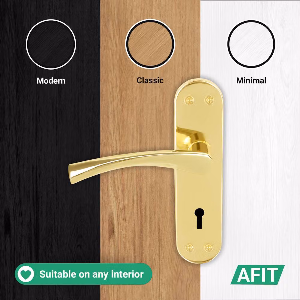 AFIT Polished Brass Twist Door Handle Sashlock Escutcheon Set in Gold, 1 Pair, W/D/H: 15.0 x 17.5 x 15.0 cm – 5