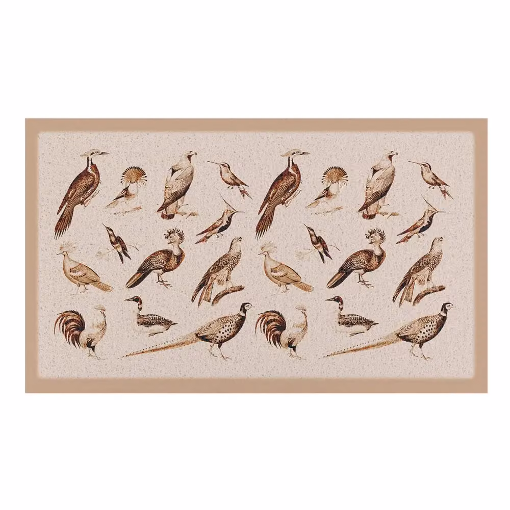 Artsy Mats Elegant Bird Vintage Pattern Indoor and Outdoor Doormat, Beige, W: 70 cm, D: 40 cm – 2