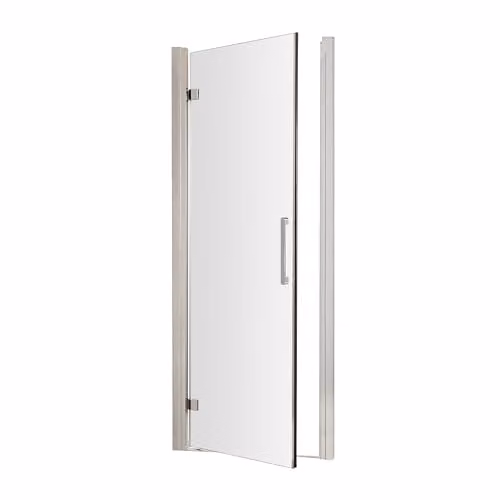 Balterley Hinged Shower Door with Bar Handle, 8mm Toughened Safety Glass, Chrome and Transparent, W: 75 cm, D: 4.4 cm, H: 190 cm