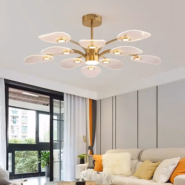 Garwarm Modern 10 Light LED Chandelier in Gold/Brass