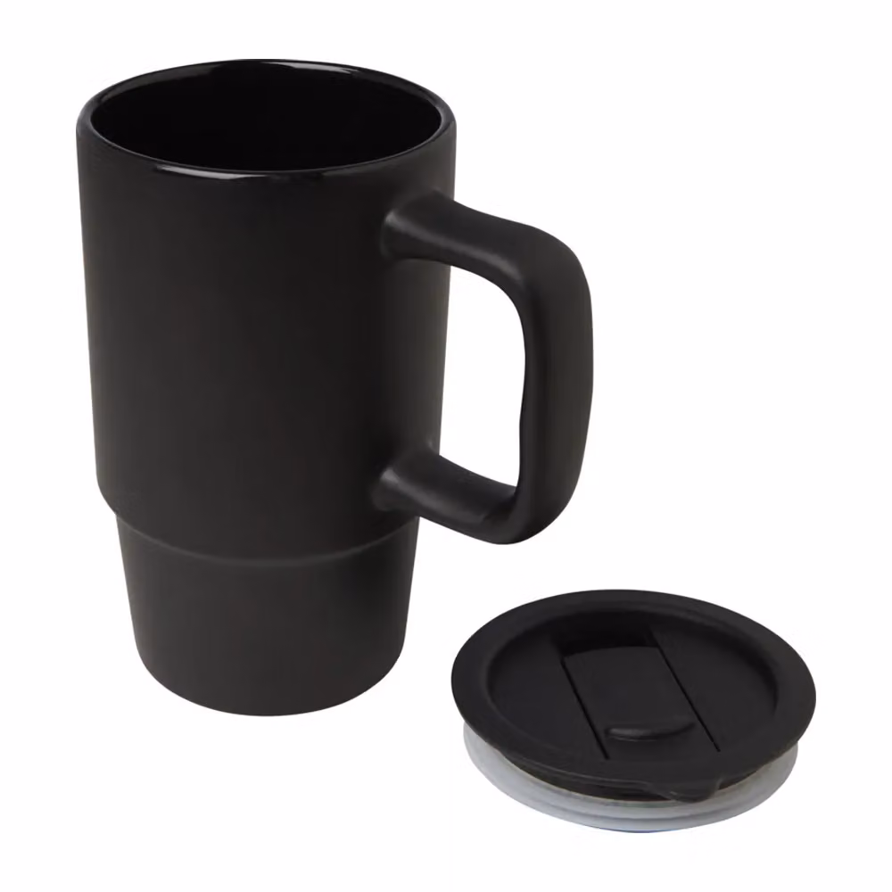 Floso Carter Ceramic Travel Mug with Lid, Black, 450 ml – 2