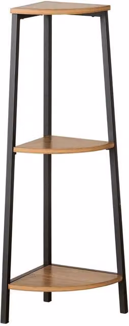 FLAVORA Modern 3 Tier Freestanding Corner Bathroom Storage Shelf in Brown and Black – 1