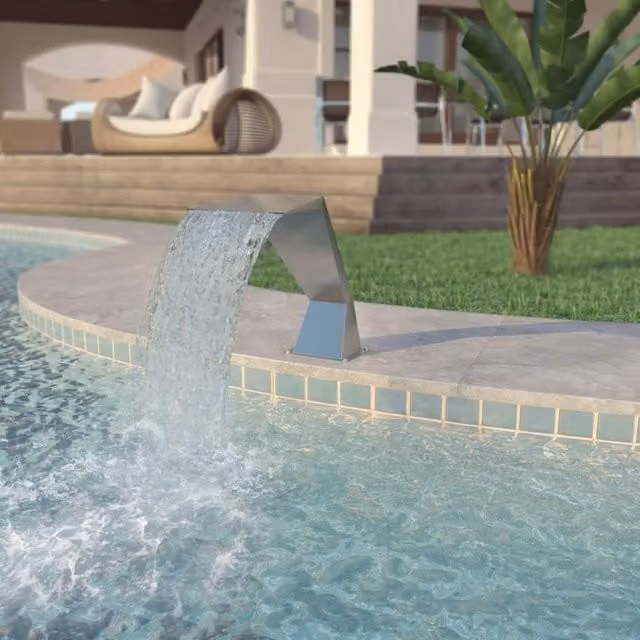 Berkfield Home Stainless Steel Pool Fountain in Silver, W/D/H: 64 x 30 x 52 cm – 1