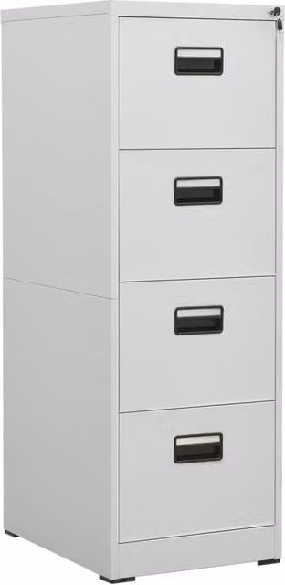 Berkfield Home Metal Filing Cabinet in Light Grey, W: 46 cm, D: 62 cm, H: 133 cm