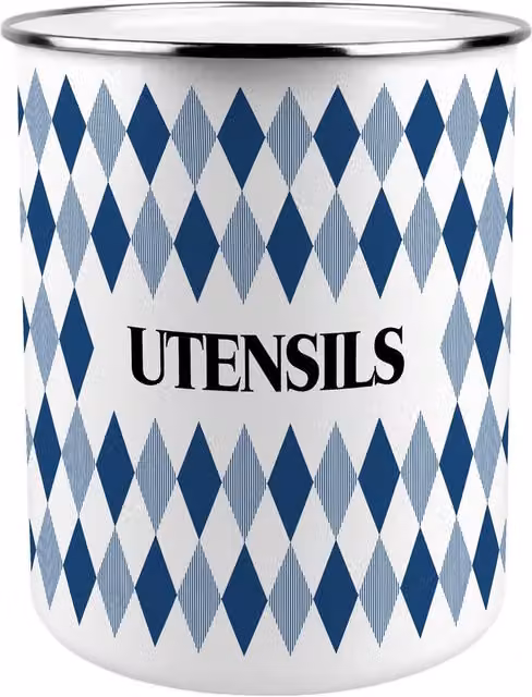 Purely Home Blue Ceramic Freestanding Utensil Holder, W: 16.5 cm, D: 16.5 cm, H: 18.0 cm – 2