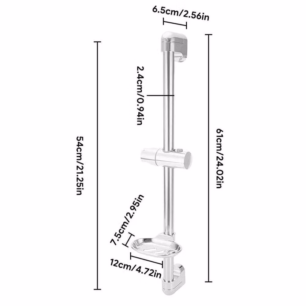 PAWNORA Shower Riser Rail Kit in Silver Chrome, Height: 61 cm – 2