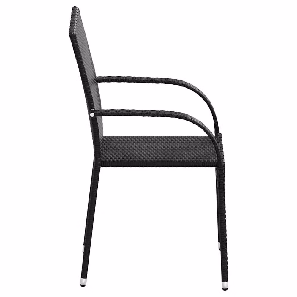Berkfield Home Set of 6 Stackable Black Poly Rattan Outdoor Chairs with Armrests – 5