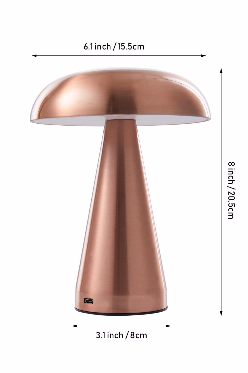 H&O Direct Mushroom Shape Rechargeable Dimmable Table Lamp in Gold/Brass – 5