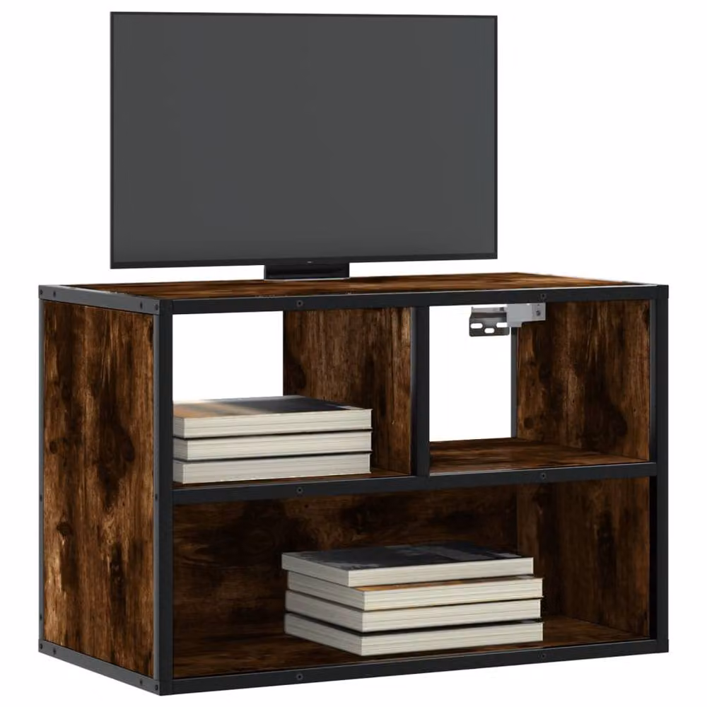 Berkfield Home TV Cabinet in Smoked Oak and Brown, W/D/H: 60 x 31 x 39.5 cm – 2