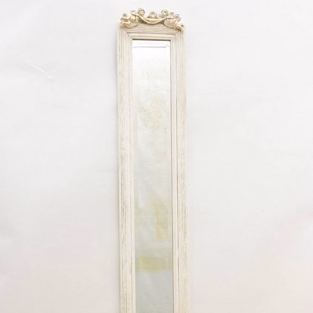 Minster Antique White Decorative Hanging Mirror, Rectangular, H 109 cm x W 13 cm x D 13 cm