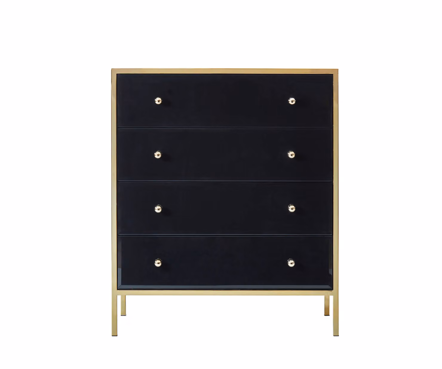 Birlea Fenwick Black Glass and Gold 4 Drawer Chest of Drawers – 4