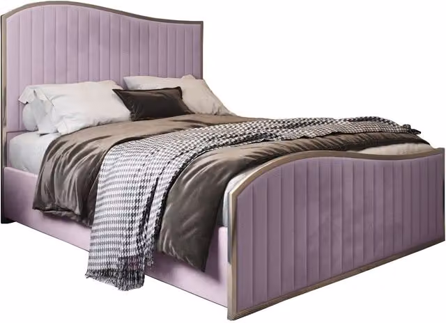 KDMD Darlington Upholstered Soft Velvet Metal Designer Bed Frame in Pink, W/D/H: 120 x 200 cm