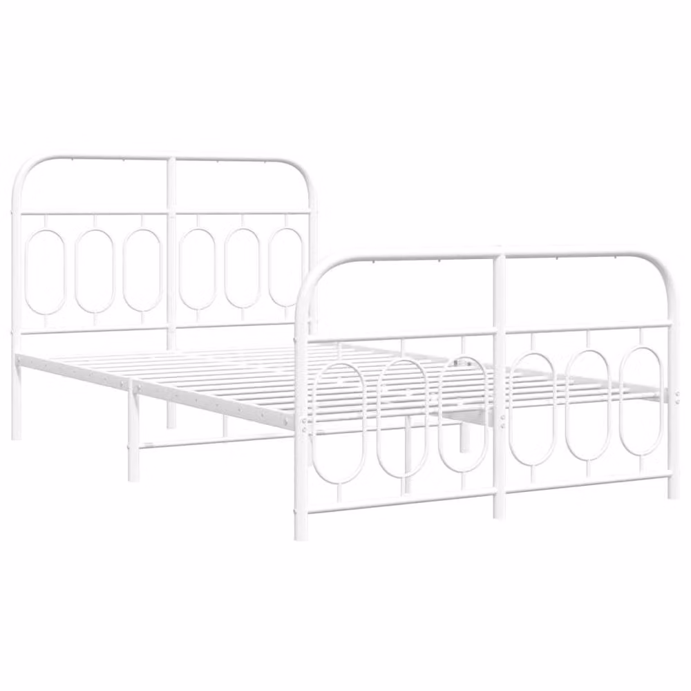Berkfield Home Metal Bed Frame with Footboard, White, W/D/H: 120 x 190 cm – 3