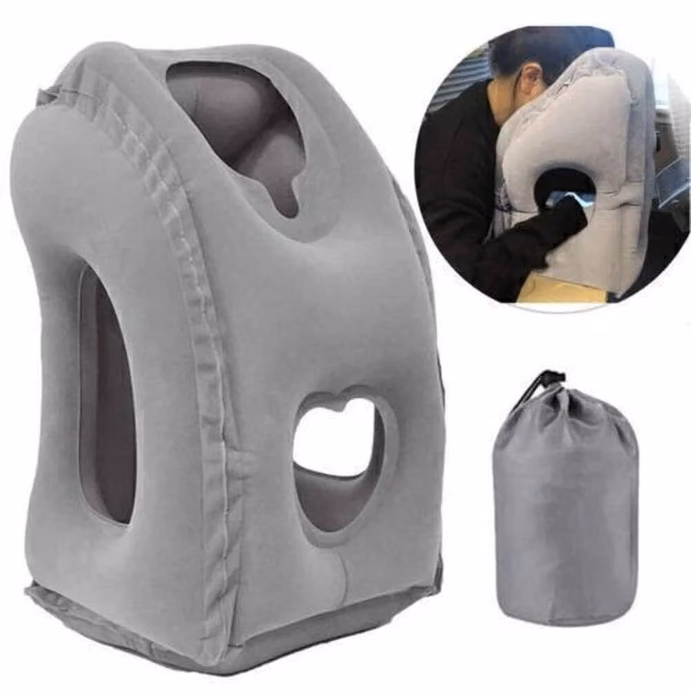 FLAVORA Grey Inflatable Contoured Air Cushion Travel Pillow for Neck and Shoulder Support – 4