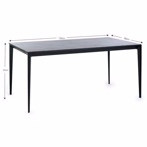 Julian Bowen Miami Rectangular Marble Top Dining Table in Grey and Black, W/D/H: 120 x 76 x 80 cm – 2