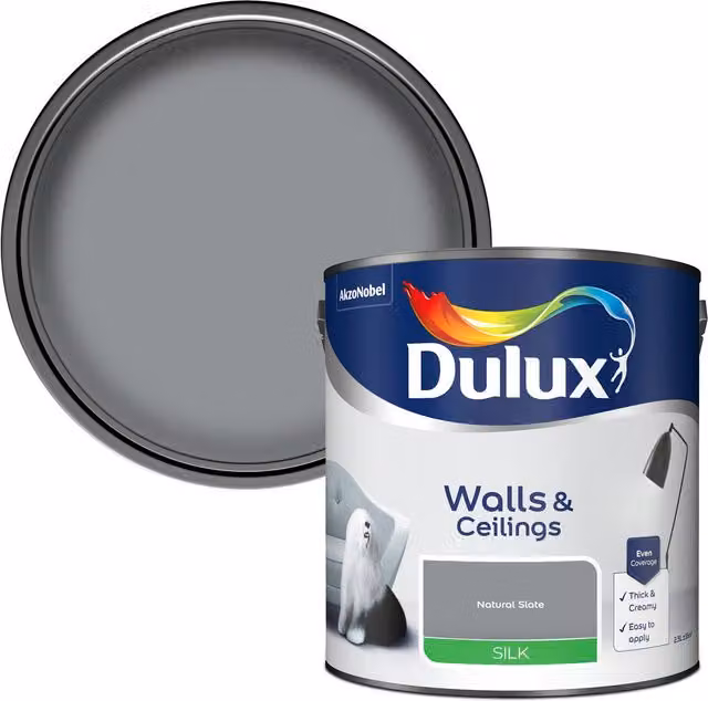 Dulux Silk Emulsion Paint in Grey, 2.5 l