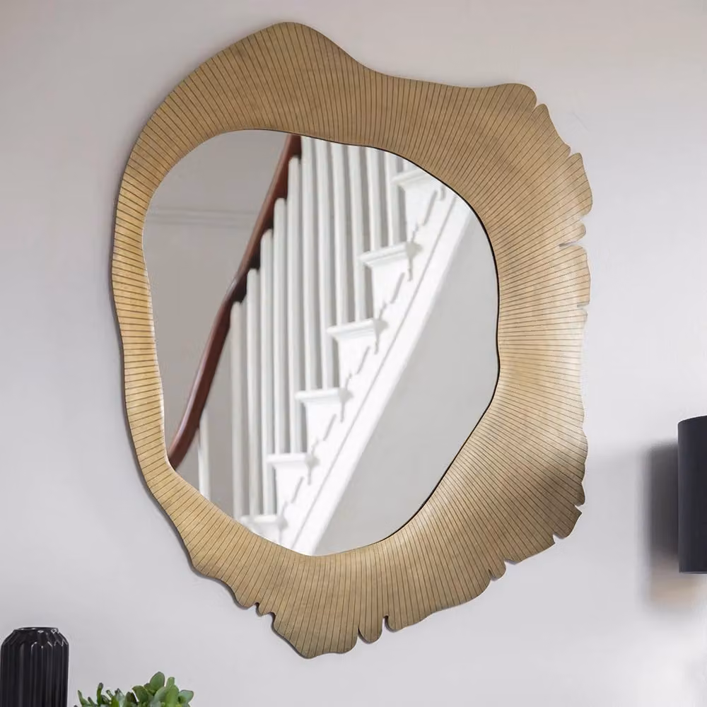 Atkin & Thyme Form Wall Mirror in Gold with Abstract Organic Design
