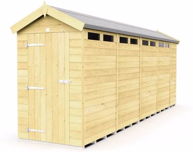 Buttercup Farm Apex Security Wood Shed with Single Door in Brown, W: 118 cm, D: 533 cm, H: 217 cm – 1