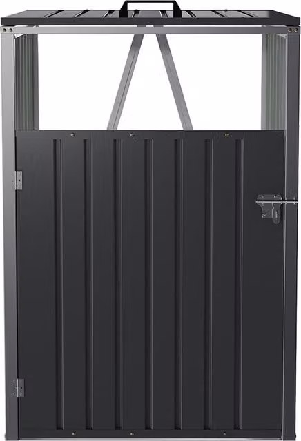 Livingandhome Metal Outdoor Garbage Bin in Black/Anthracite