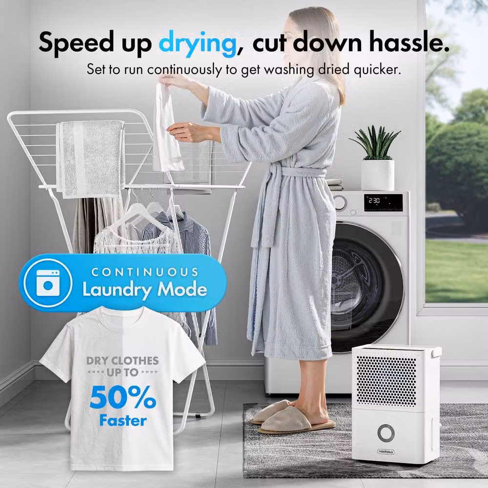 VonHaus White Dehumidifier with 1.1 l Water Tank and 6.0 l/Day Capacity – 2