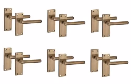 Golden Grace Victorian T-Bar Scroll Door Handle Set in Antique Brass, 6 Pairs