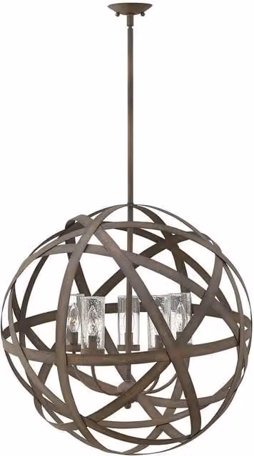 Loops Vintage Metal Outdoor 5 Bulb Chandelier, Black and Bronze, IP44 Rated, E14 LED Compatible