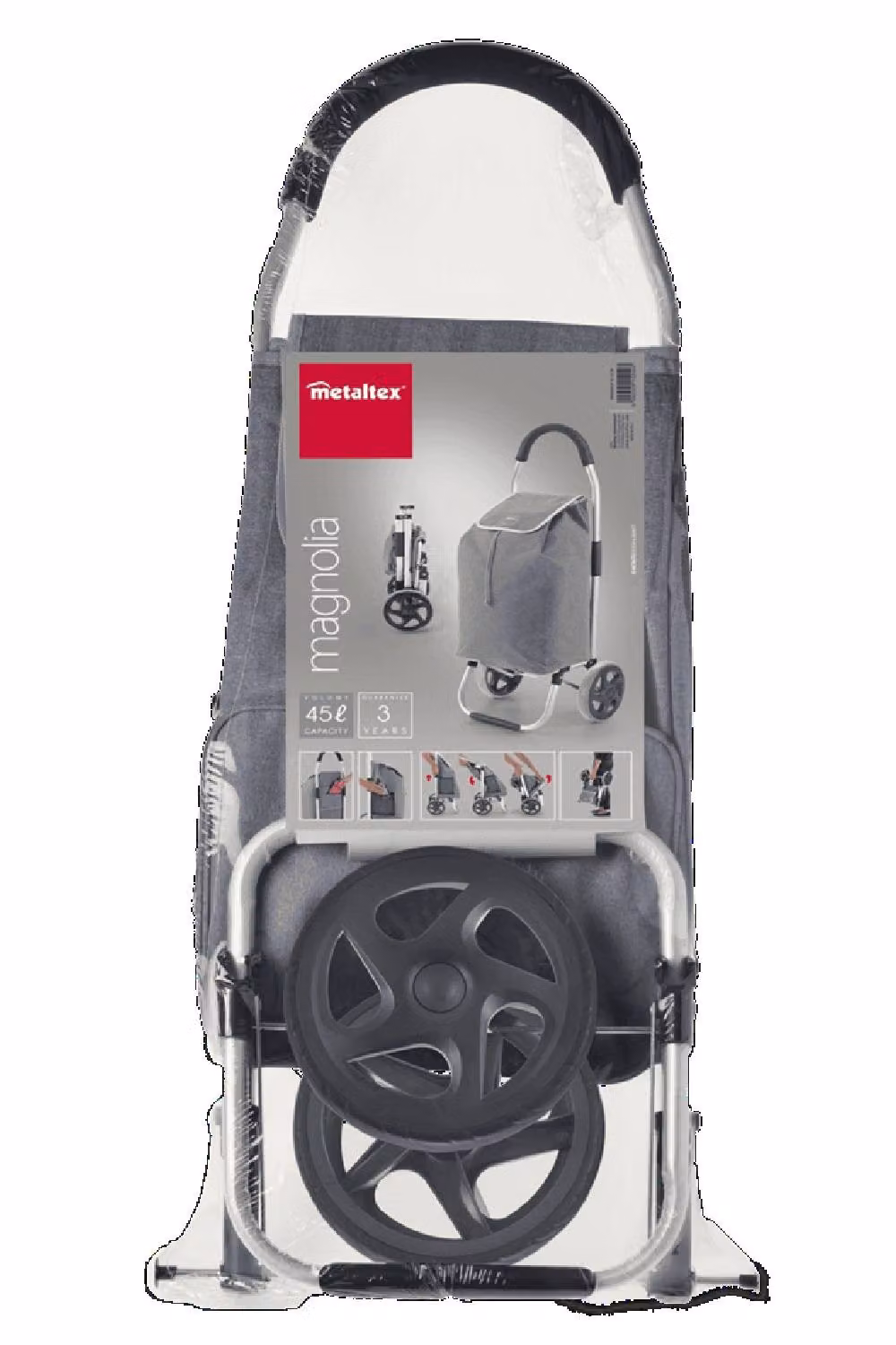 Metaltex Magnolia Folding Shopping Trolley, 45 Litres, Blue and Grey – 2