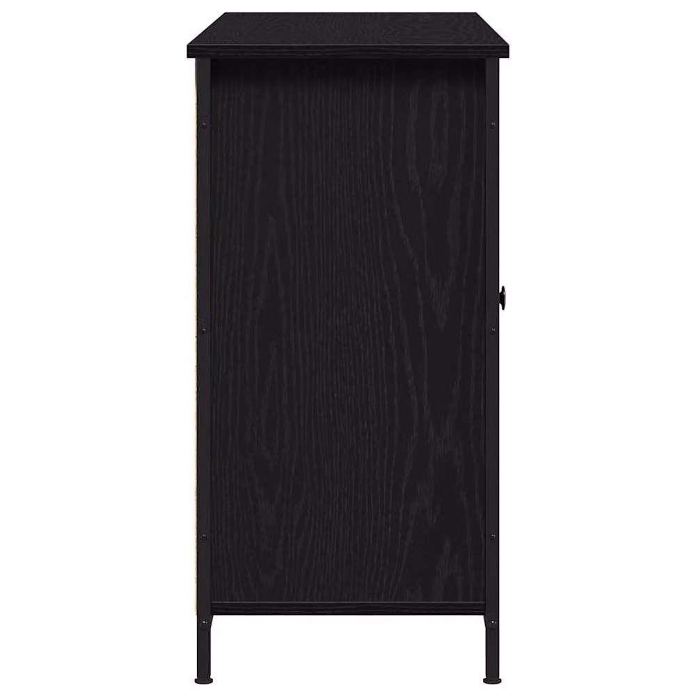 Berkfield Home Black Oak Sideboard in Engineered Wood and Steel, W/D/H: 100 x 35 x 70 cm – 4