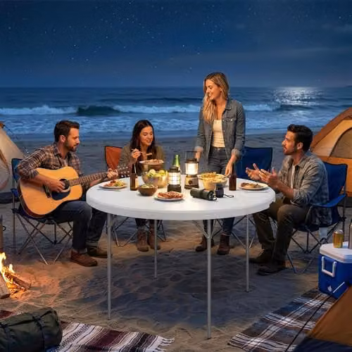 Outsunny White Folding Picnic Table with Non-Slip Foot Pads, W/D/H: 120 x 74 x 74 cm – 6