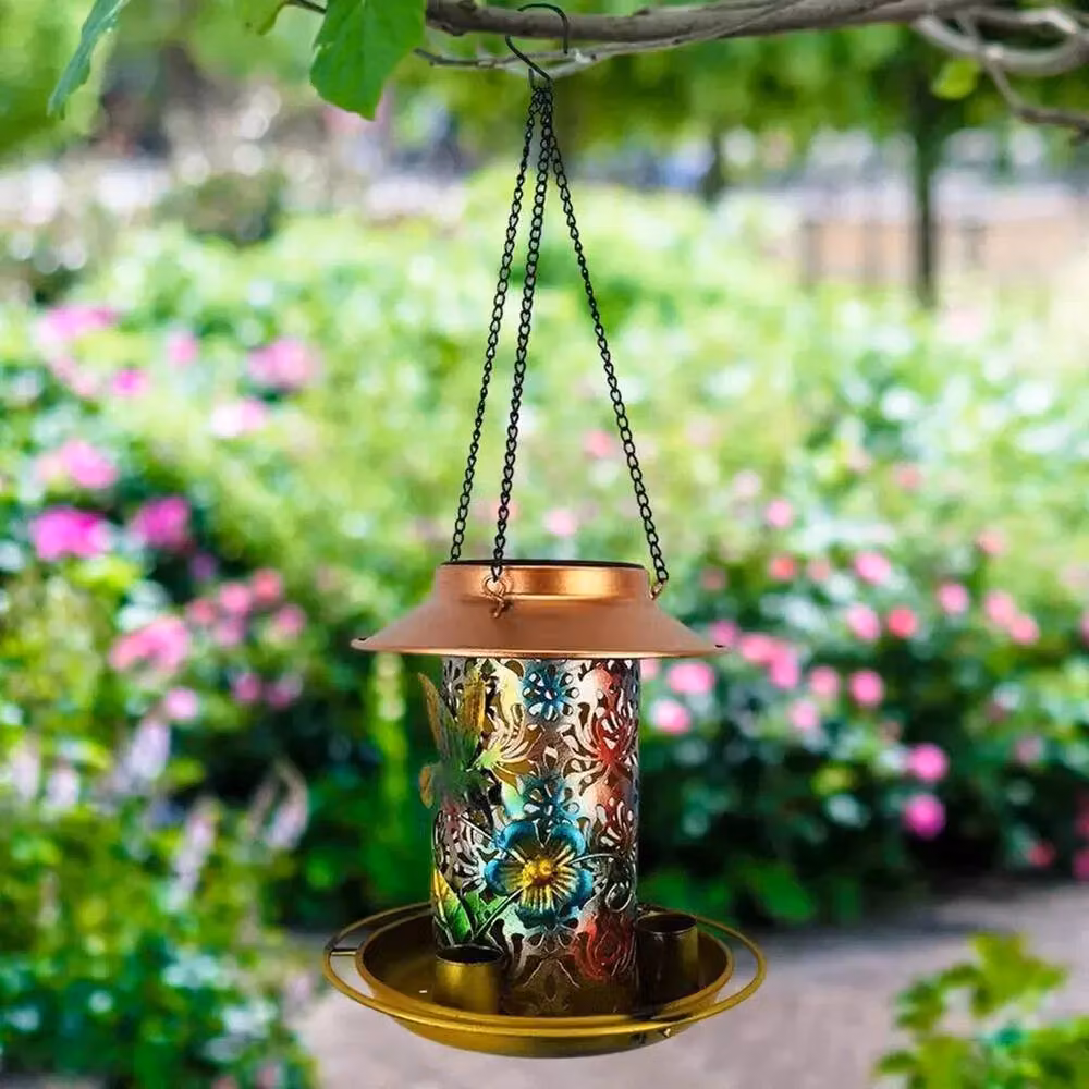 Kelvenix Solar Powered Vintage Style Bird Feeder Lantern in Bronze – 5