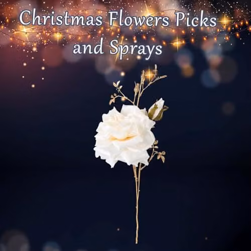 VFM e-Store Christmas Rose Spray Pick Decoration in Cream, H 80 cm x W 16 cm – 2