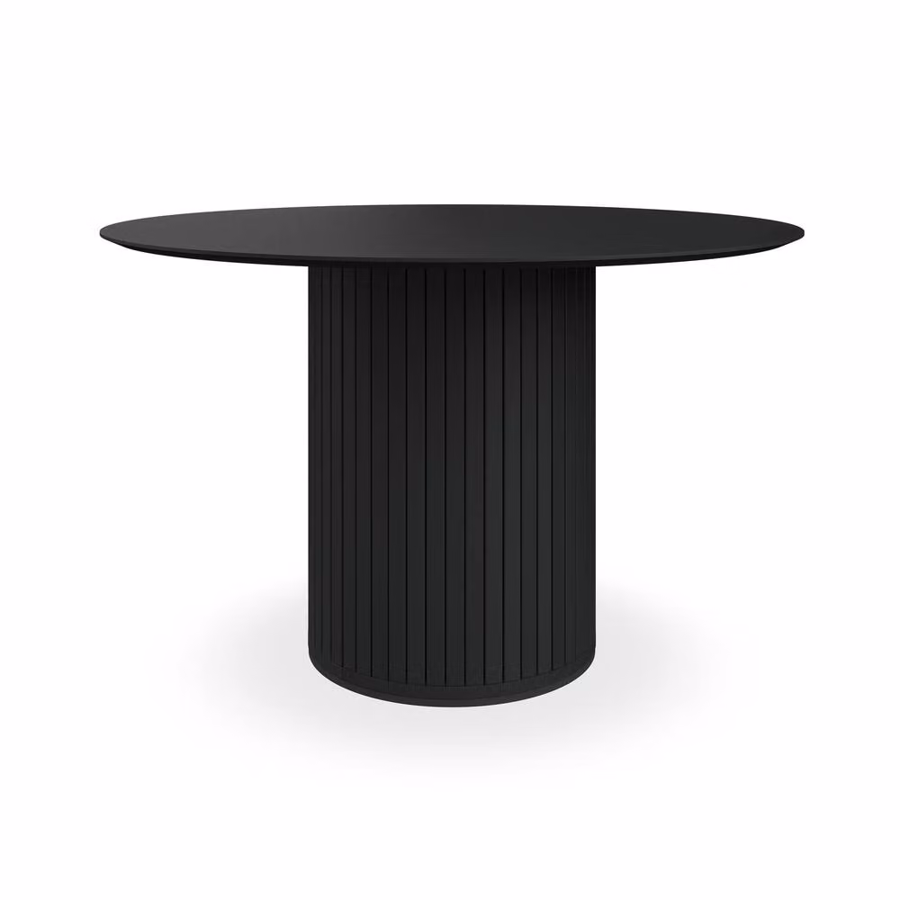 More4Homes Arlo Black Round Dining Table and Raye Grey Velvet Dining Chairs Set of 4, W/D/H: 120 x 120 x 75 cm – 2
