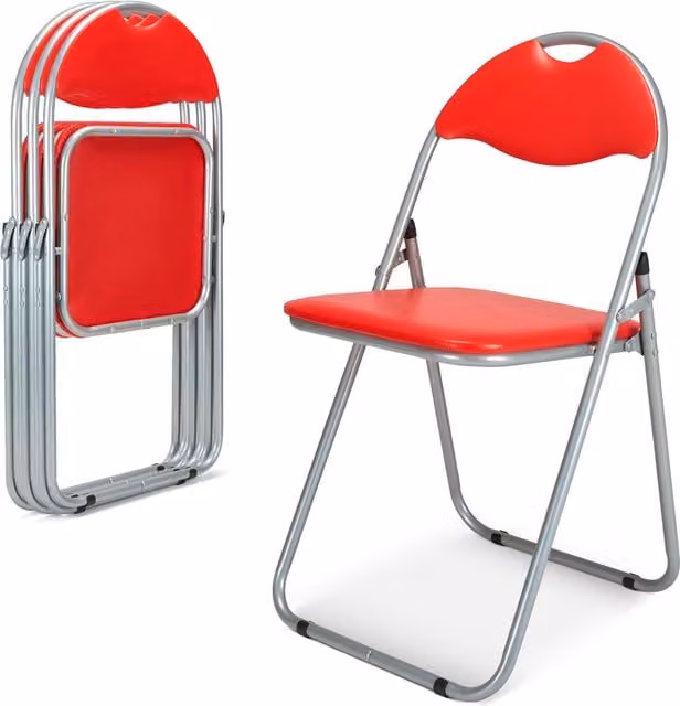 Bravich Candy Folding Dining Chair in Red Synthetic Leather