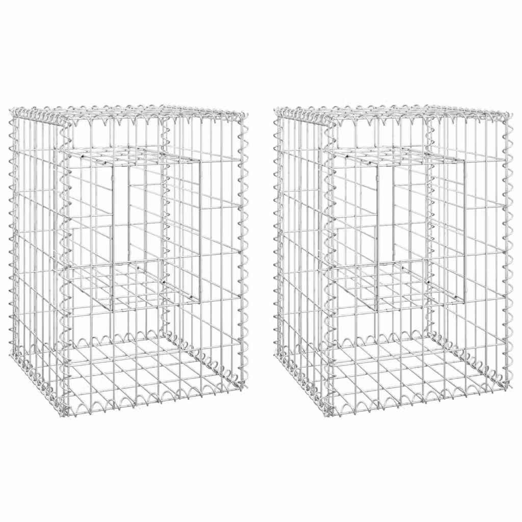 Berkfield Home Silver Iron Gabion Basket Posts, 2 Pack, W/D/H: 40 x 40 x 60 cm – 2