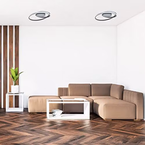 Happy Homewares Modern Single Loop Strip LED Ceiling Light in Grey Sand – 2