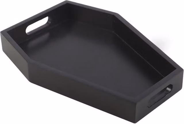 KDMK Black Coffin Trinket Tray and Candle Holder Wood Tabletop Decor