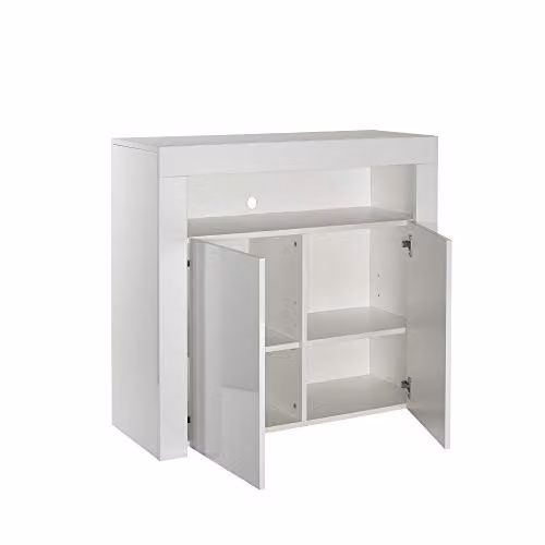 MMT Furniture Designs Ltd White High Gloss 2 Door Sideboard with Integrated LED Lighting, W/D/H: 90 x 35 x 83 cm – 2