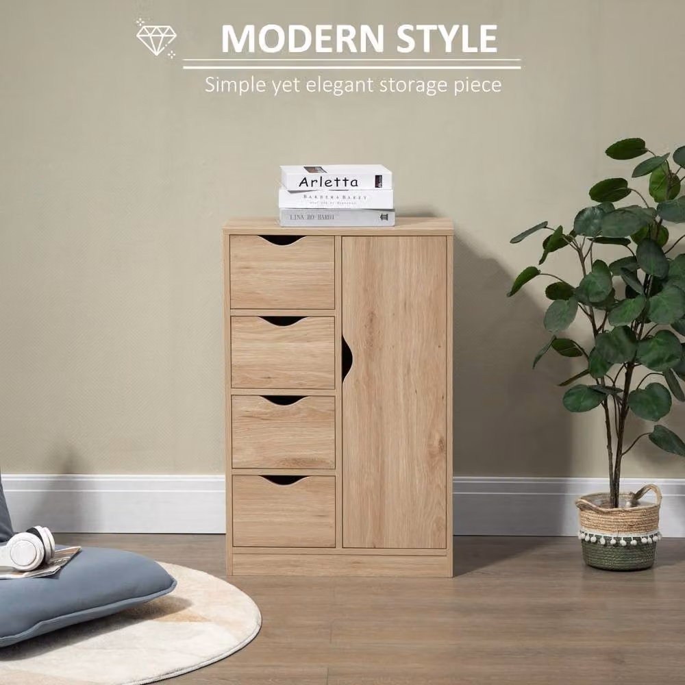 Wyld Haus Lala Natural Finish Freestanding Storage Cabinet with 4 Drawers and Lower Compartment in Brown – 4