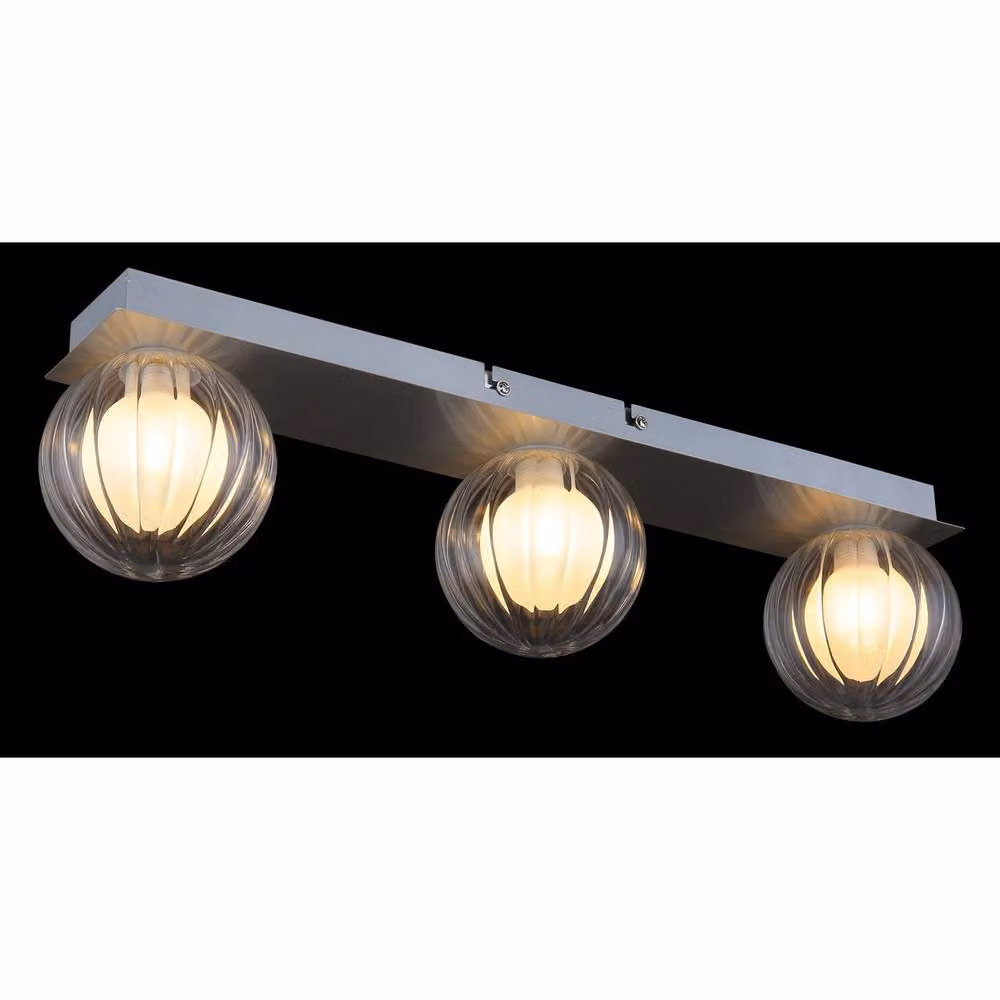 Globo Lighting Modern Sphere Ceiling Light with Transparent Glass Shades in Silver and Grey, 3x G9 LED Compatible, IP44 Rated – 4