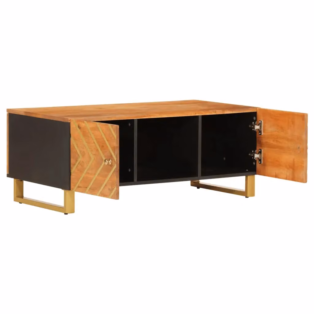 Berkfield Home Industrial Mango Wood Coffee Table in Brown and Black, W: 100 cm, D: 54 cm, H: 40 cm – 2