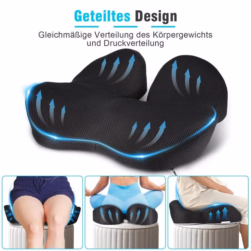 PAWNORA Non-Slip Orthopaedic Prostate Cushion in Black with Contoured Memory Foam and Removable Machine-Washable Cover – 2