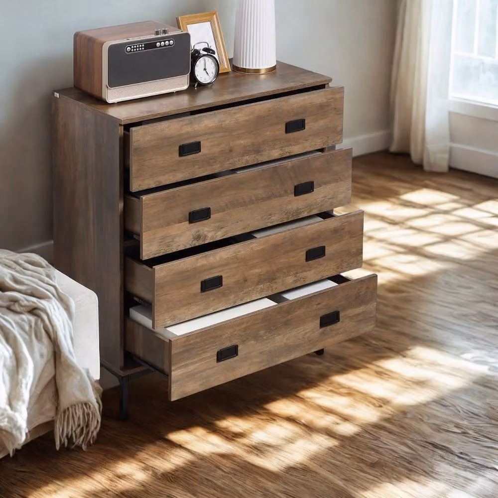 Pirlo Plush Brown 4 Drawer Wide Bedroom Storage Chest Unit – 2