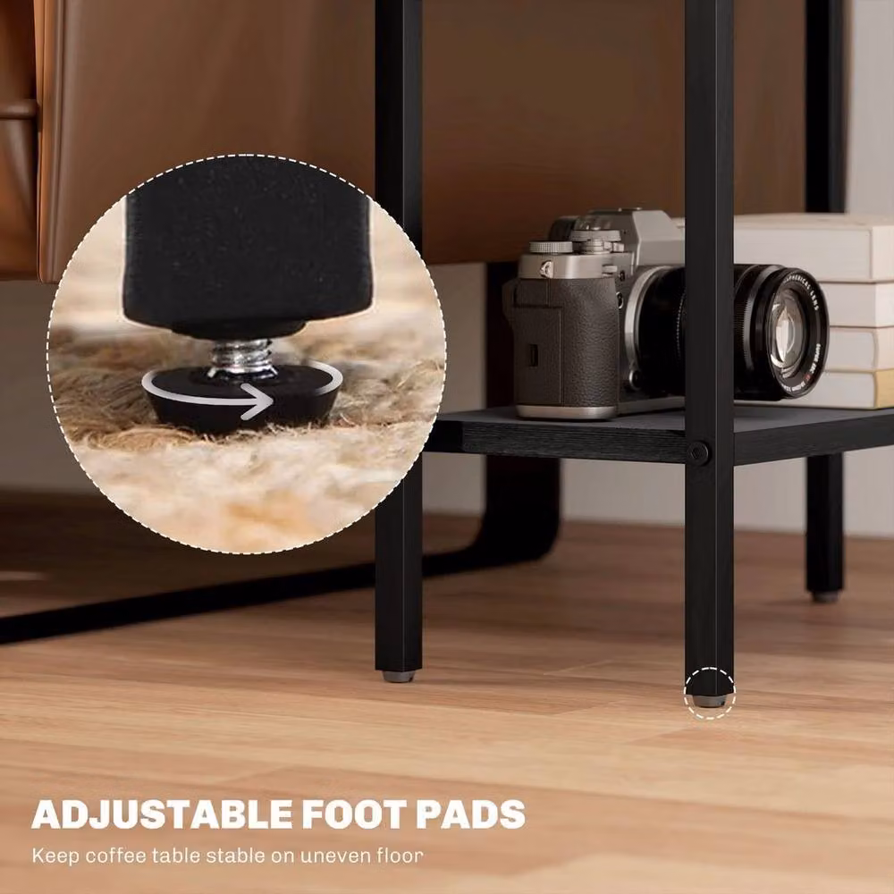 EONLION Industrial Metal Side Table with Storage in Black – 3