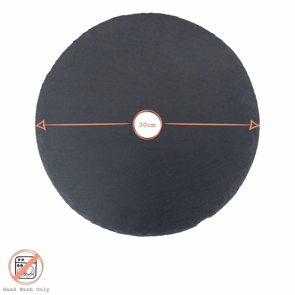Havendro Set of 6 Round Rustic Slate Placemats, Grey, Diameter: 30 cm – 2
