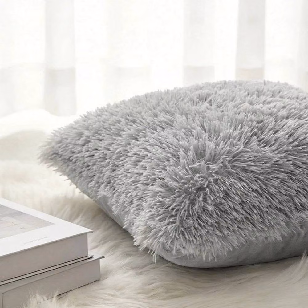 Kelvenix 2 Pack Grey Faux Fur Fluffy Cushion Covers – 1