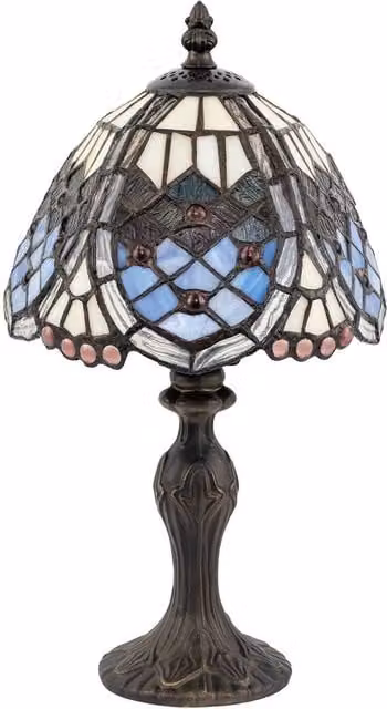 Happy Homewares Handmade Beaded Multicolour Stained Glass Tiffany Table Lamp – 1